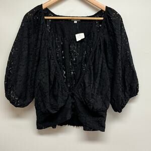 Cielo Black Lace Peasant Blouse – XL (NWT